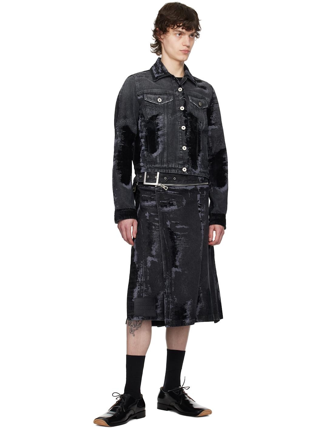 Black 'The Flocked' Denim Skirt - 5