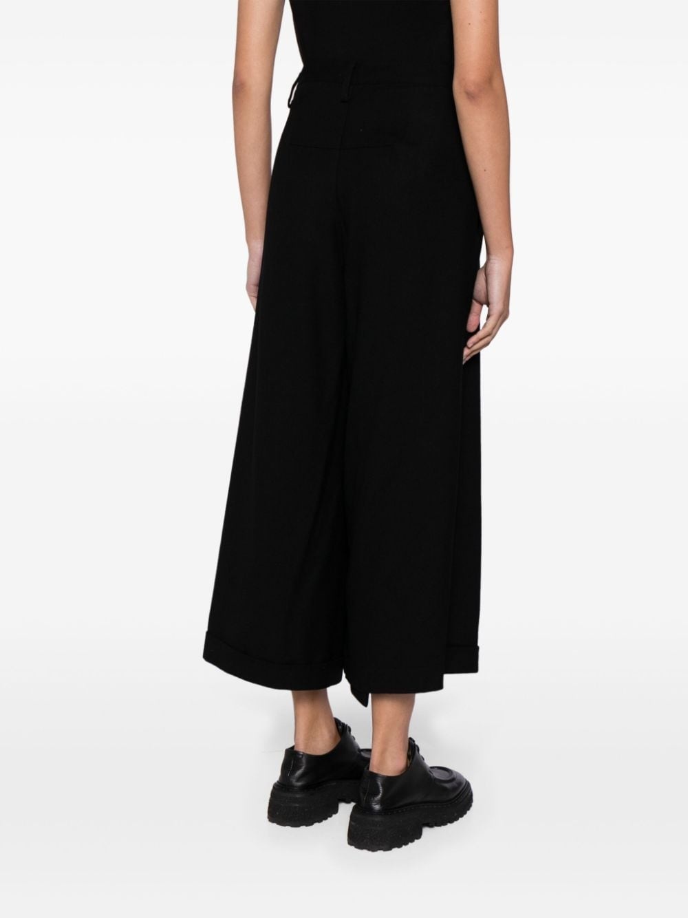 wide-leg cropped wool trousers - 4