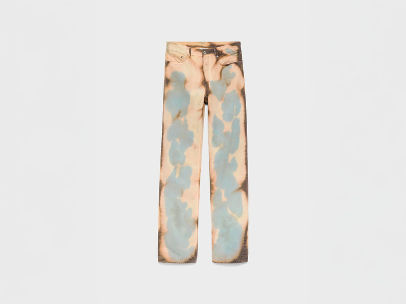 MENS STRAIGHT LEG BLEACHED DENIM JEANS IN PEACH 5