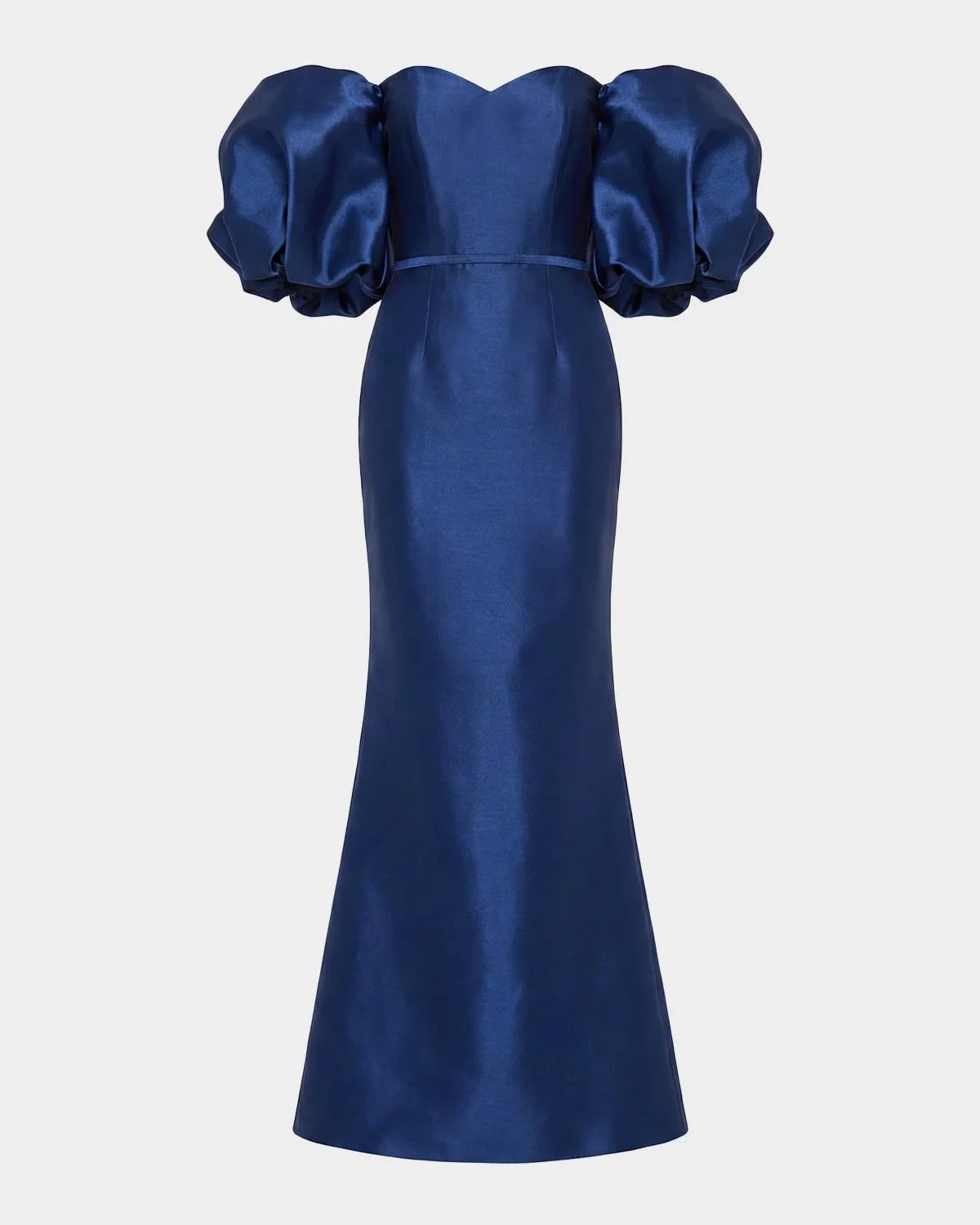 Off-Shoulder Satin Mermaid Gown - 1