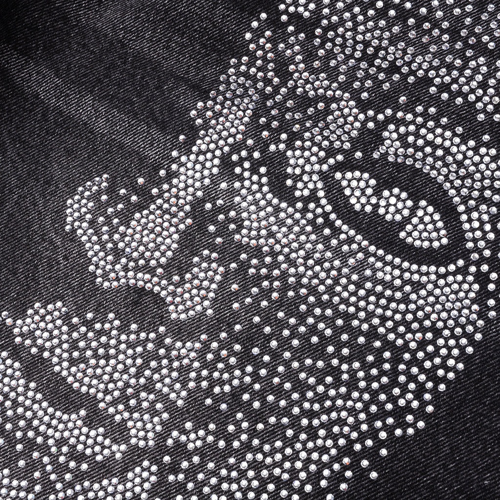 RHINESTONE FACE JEANS - BLACK - 4