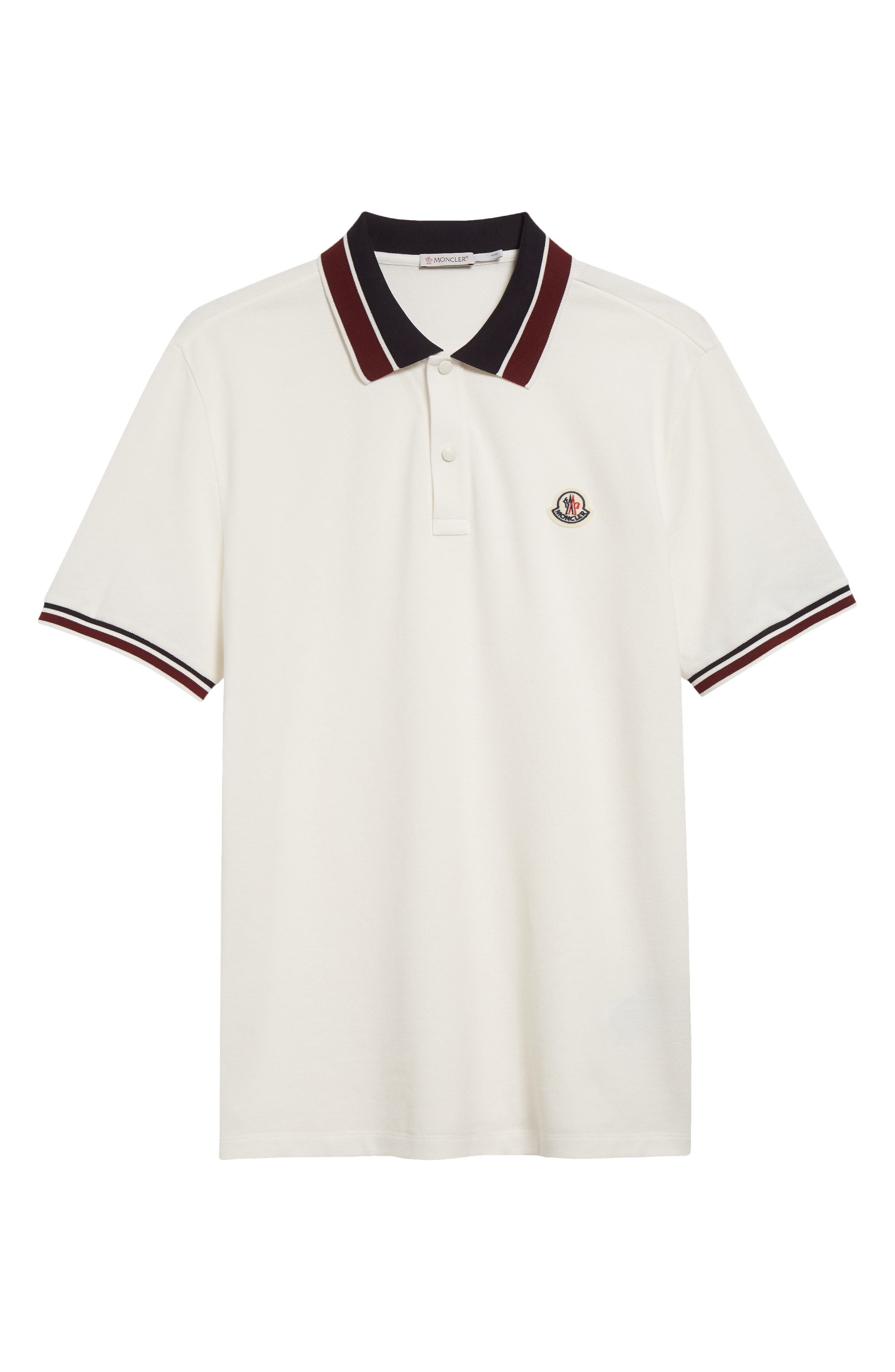 Moncler Tipped Cotton Piqué Polo in White at Nordstrom - 5