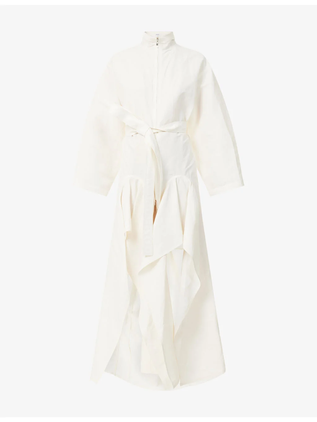 Ruffle-Hem Belted Poplin Jumpsuit - 1