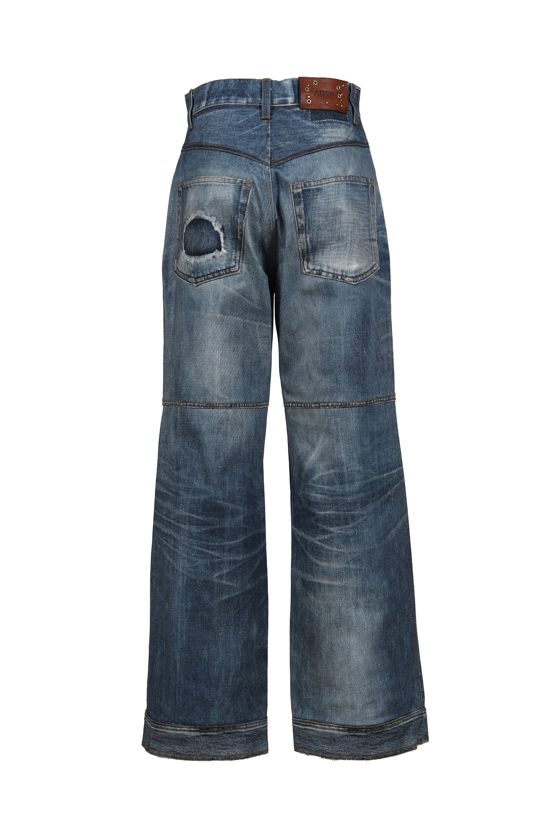 UNISEX CUSTOM-LIKE PRINTED DENIM PANTS / MID BLU - 5
