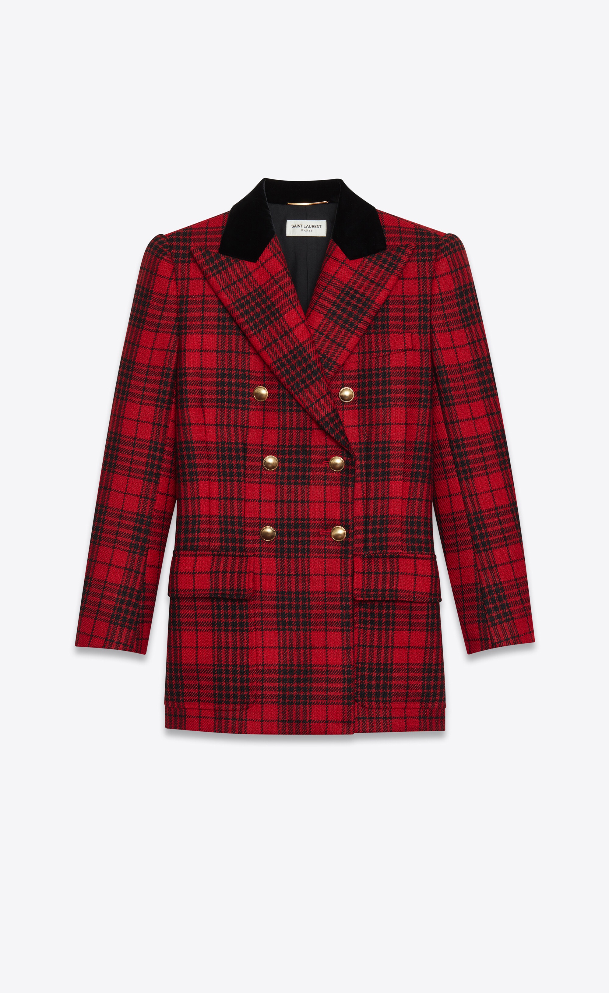 double-breasted jacket in prince of wales wool tartan - 1