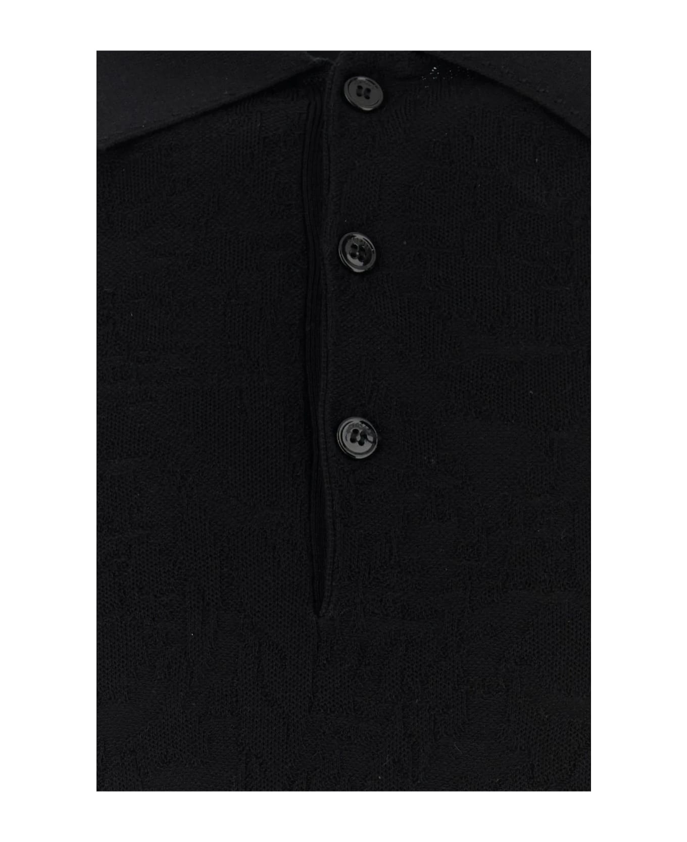 Black Silk Blend Polo Shirt - 3