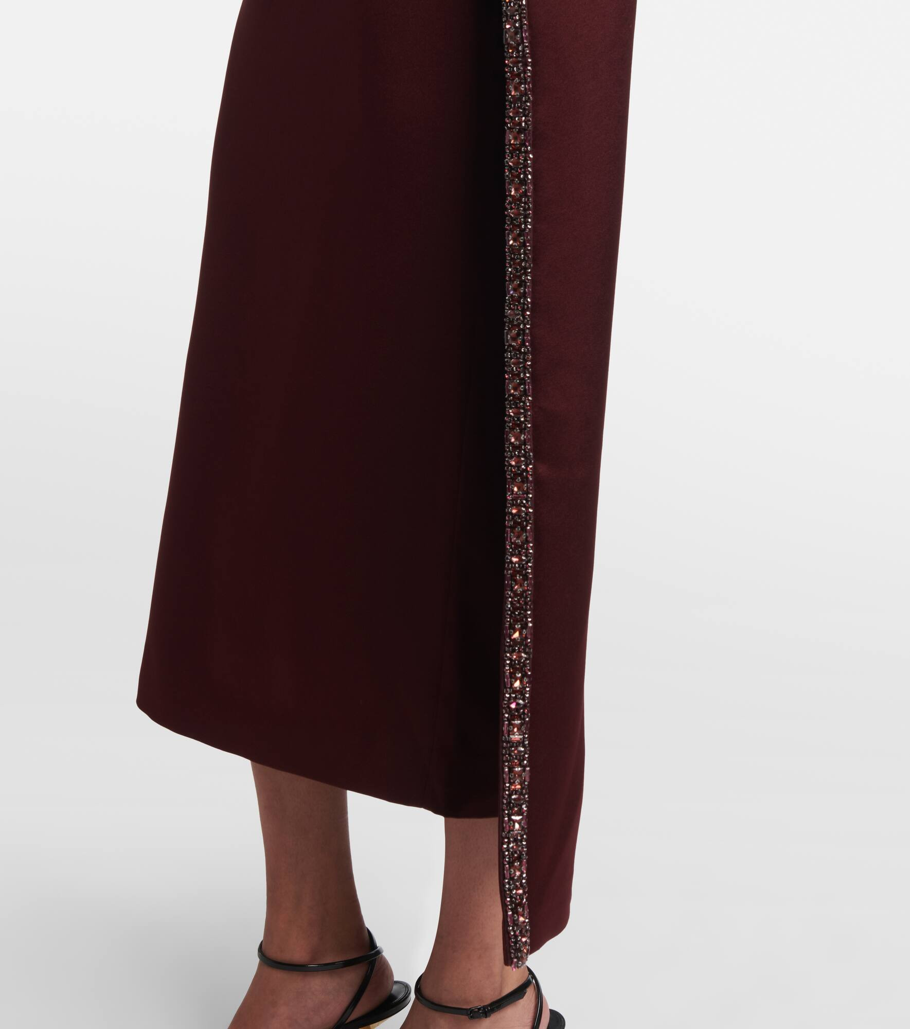 Embellished caped satin crêpe midi dress - 5