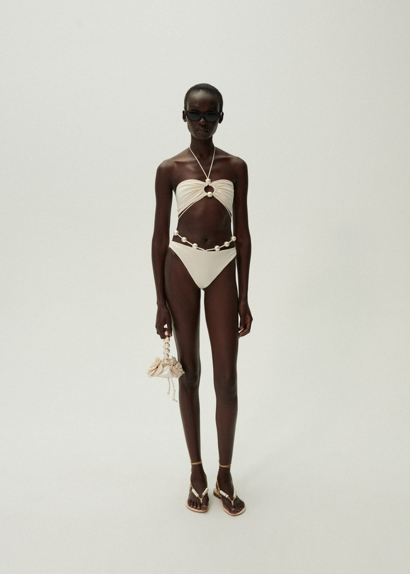 MAGDA BUTRYM High waist pearl swim bottom in cream outlook