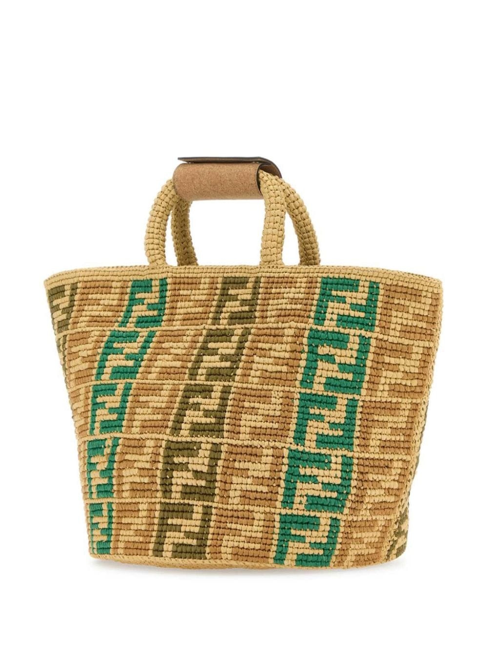 FF braided raffia tote bag - 3
