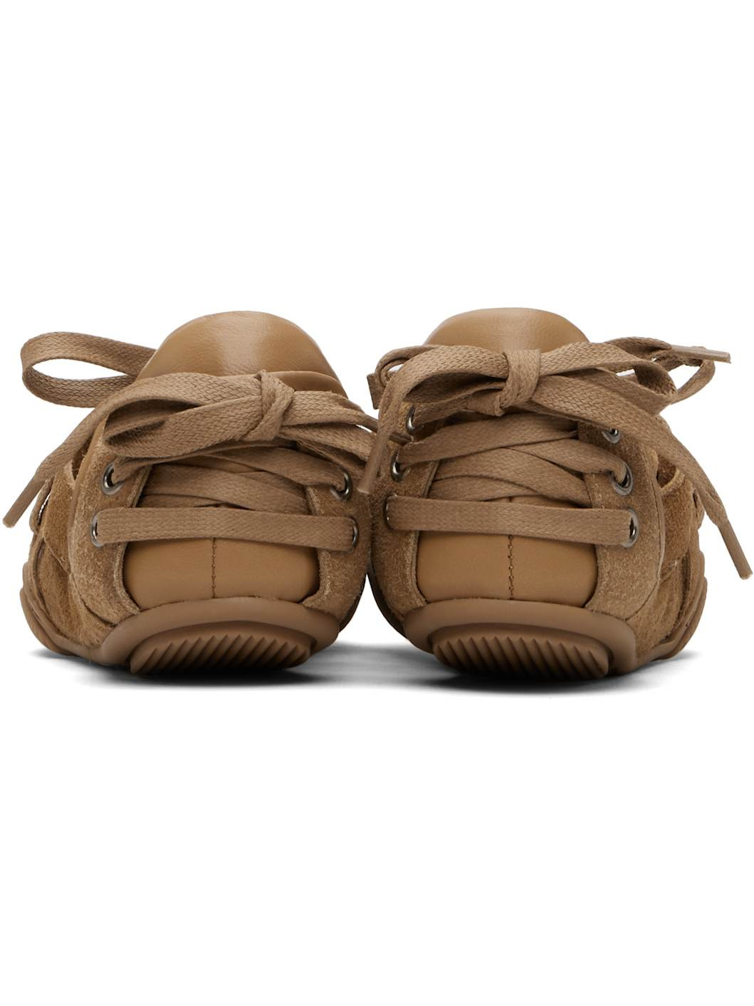 Brown Lace-Up Leather Sneakers - 2