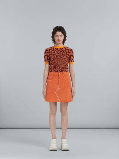 Marni ORANGE SUEDE SKIRT WITH NAPPA STITCHING outlook