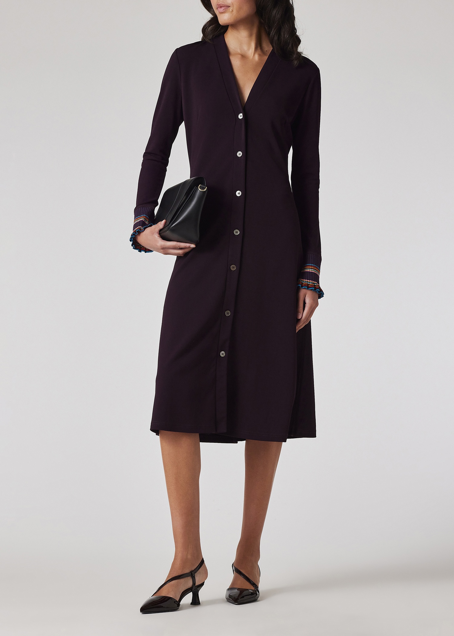 Women's Aubergine Viscose-Blend Jersey Shirt Dress - 3