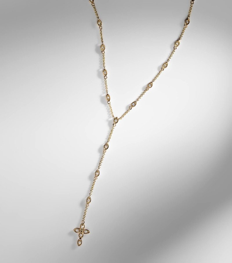 Cross 14kt gold pendant necklace with diamonds 5