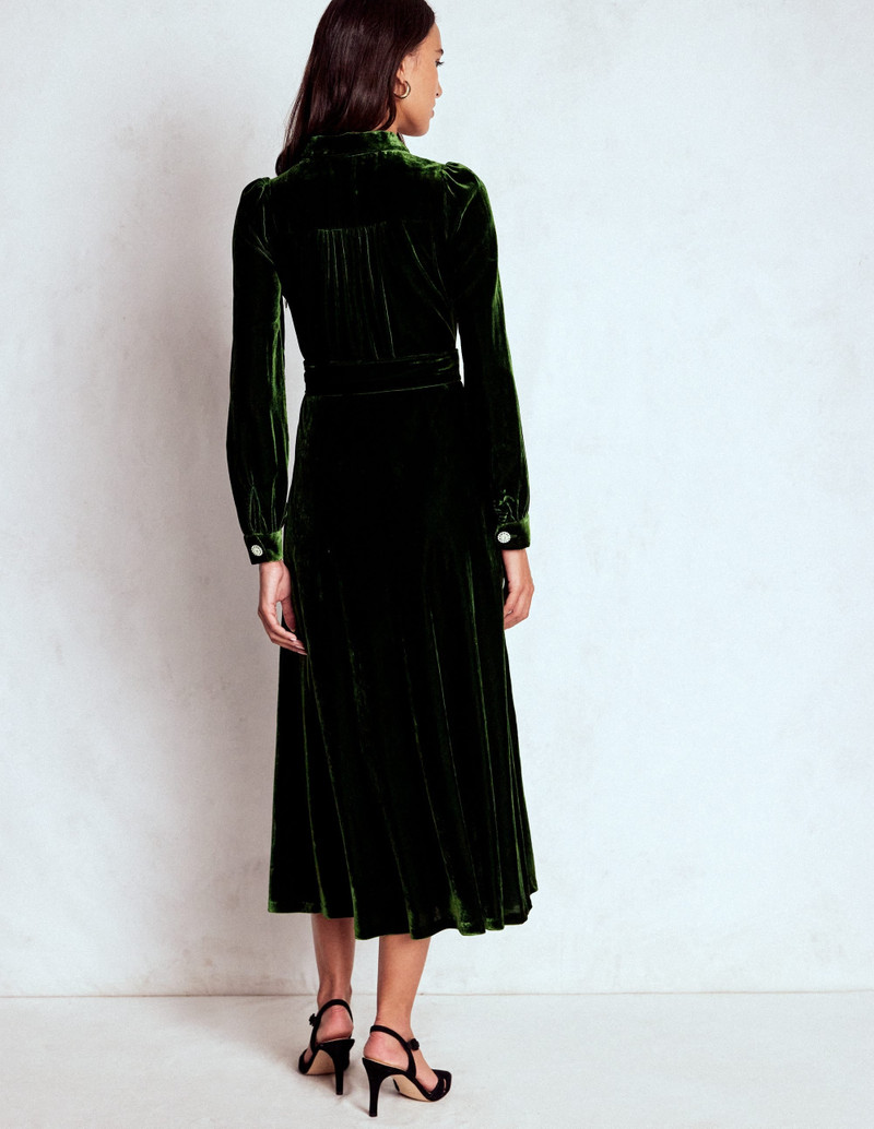 Vivienne Velvet Midi Dress-Green Fir 4
