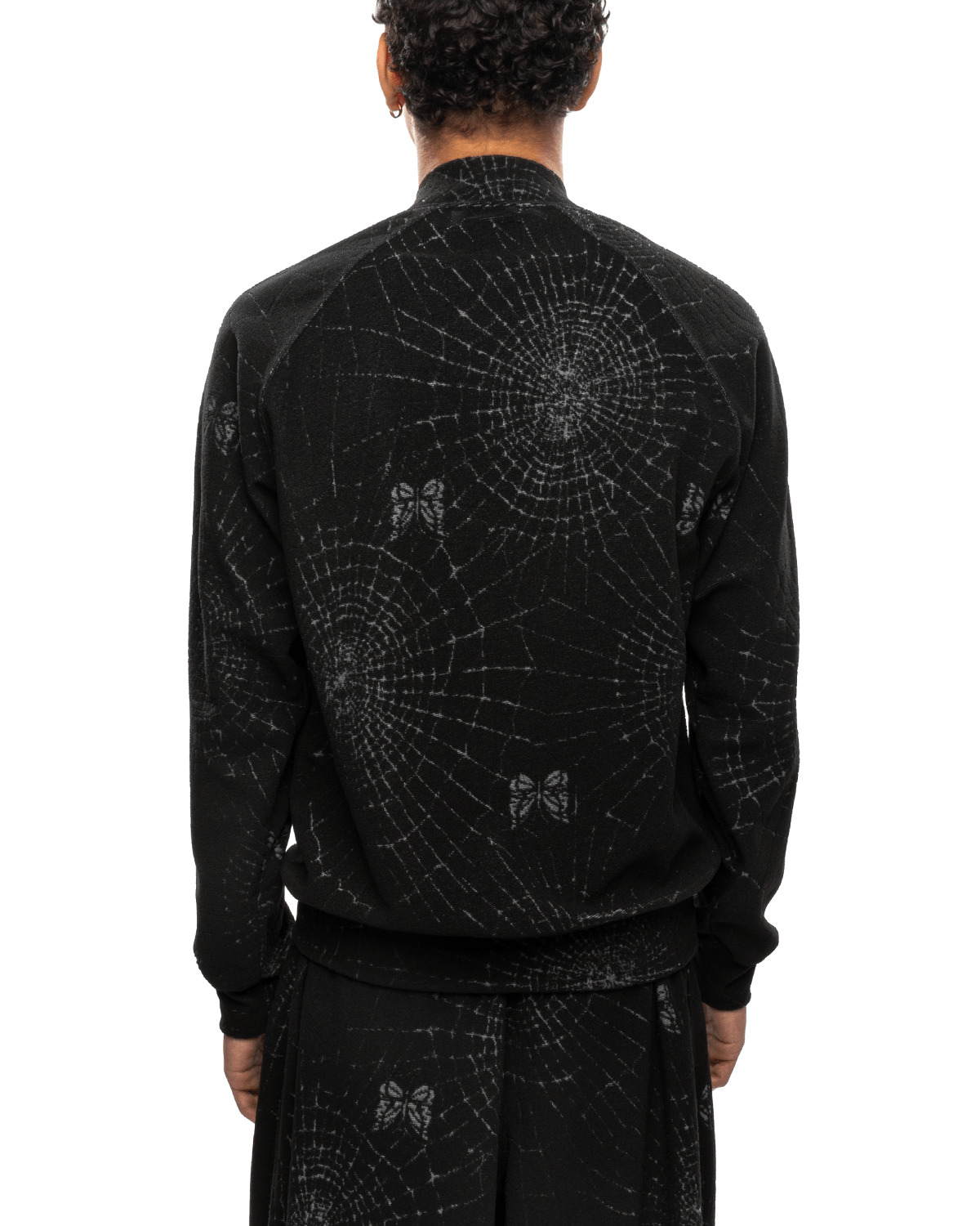 Rib Collar Track Jacket - Pile Jacquard / Spider Web Black - 4