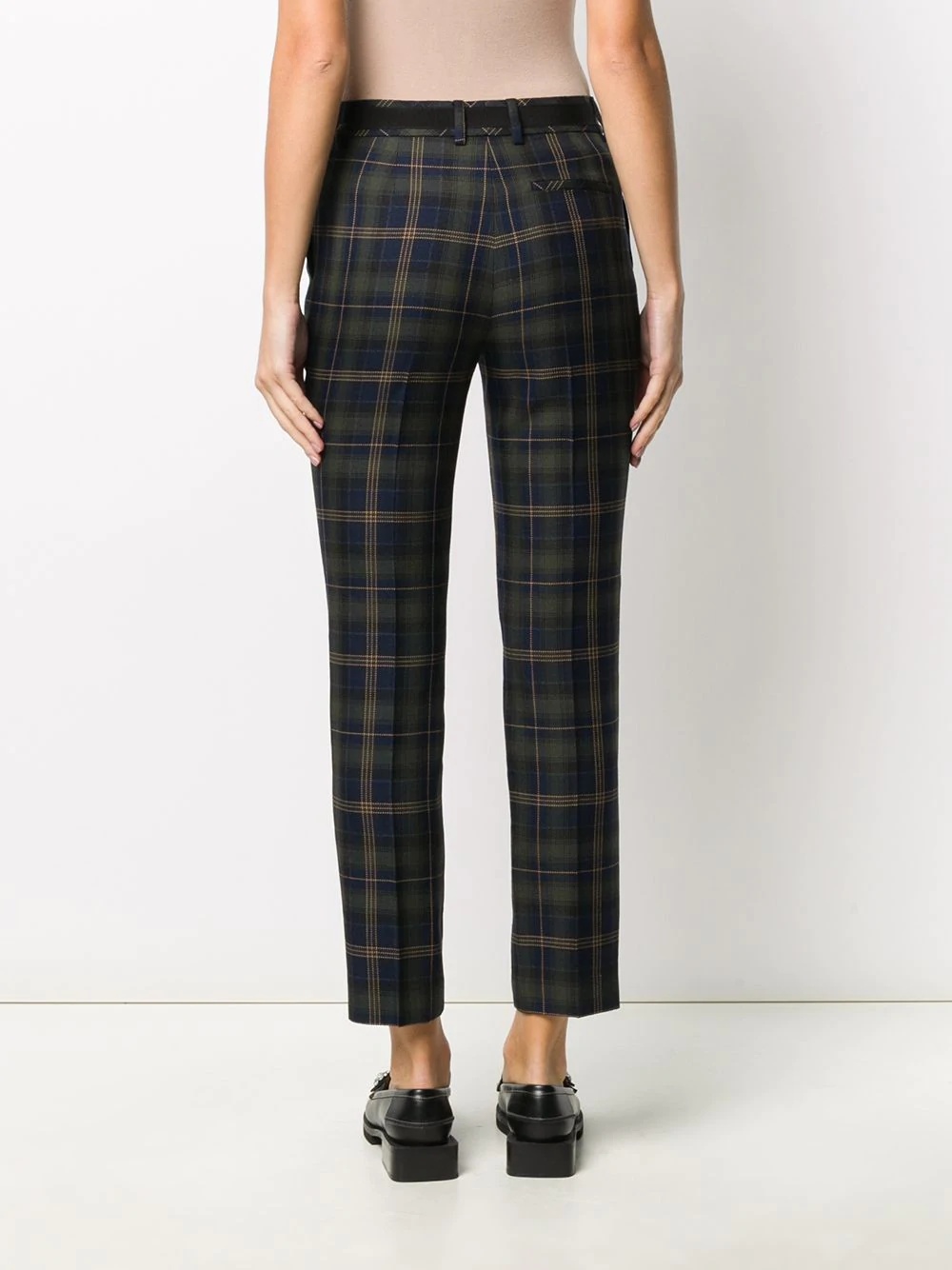 plaid fitted cropped trousers - 4