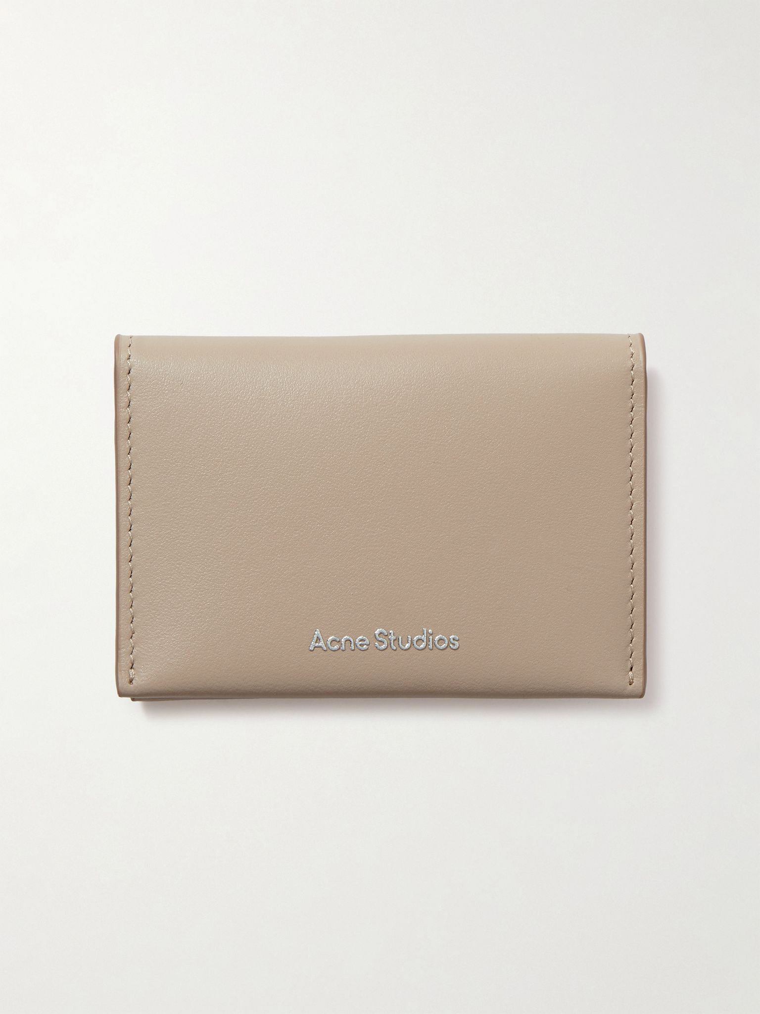 Printed leather wallet Taupe - 1