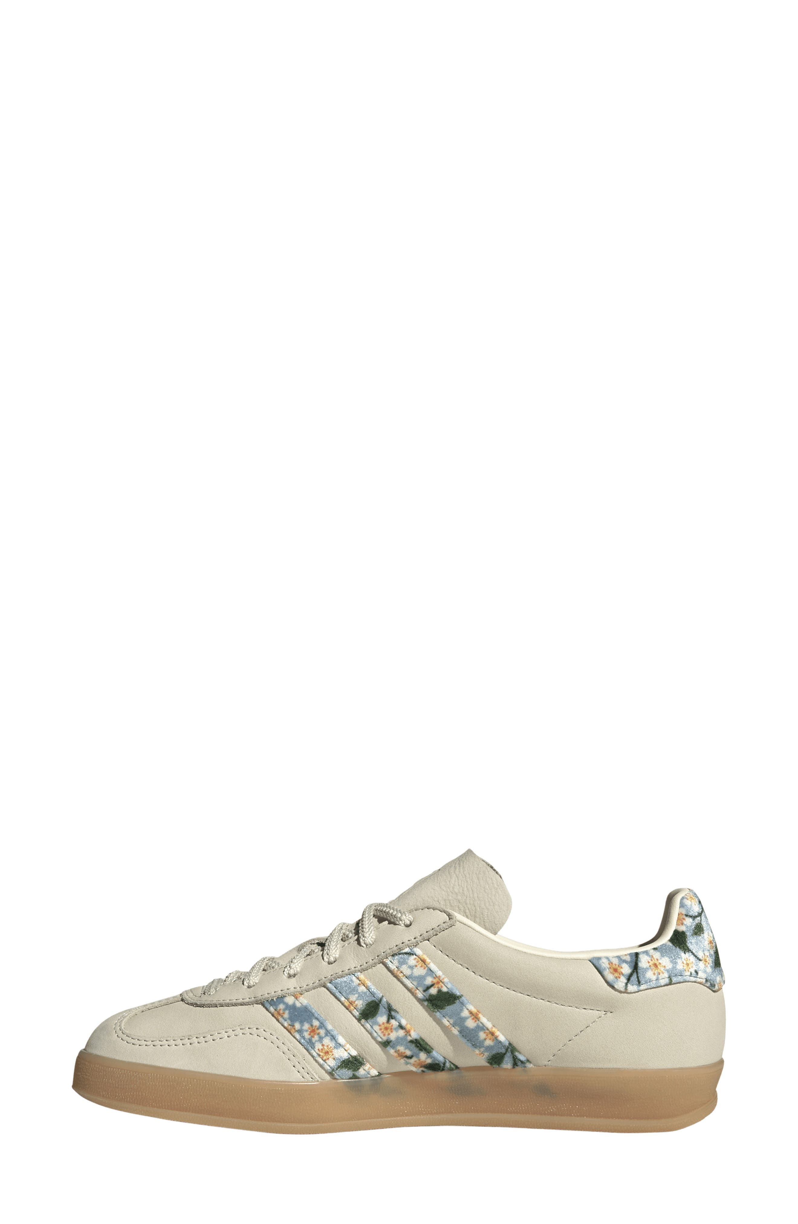 adidas x Liberty London Gazelle Indoor Sneaker in Cream/Gold/Tactile Blue at Nordstrom - 6