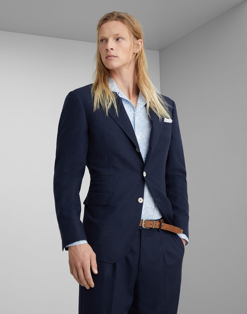 Cotton and virgin wool diagonal blazer - 1