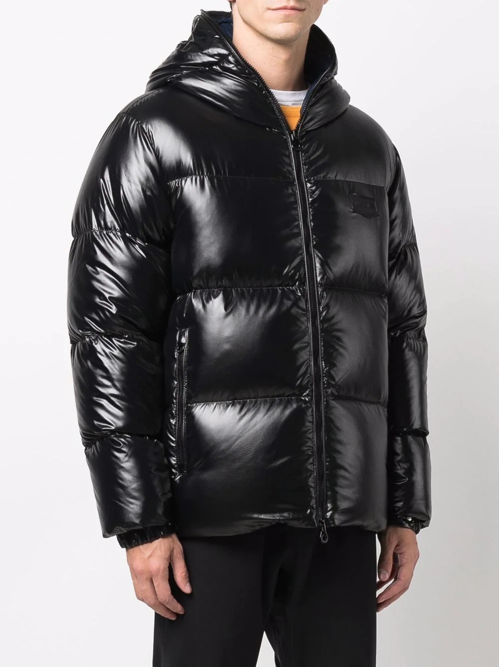 logo-patch feather-down puffer jacket - 3