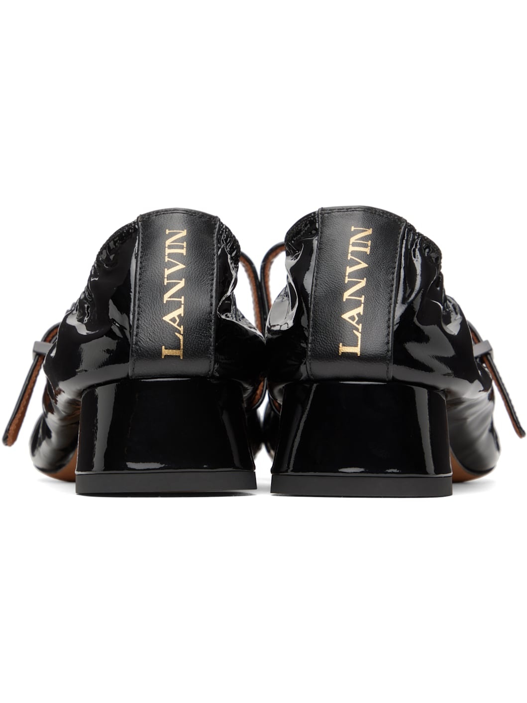 Black Heeled Mary Jane Ballerina Flats - 2