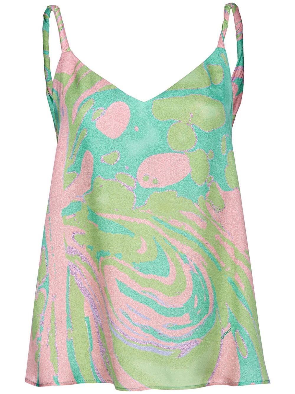 marble-print cowl-back top - 1