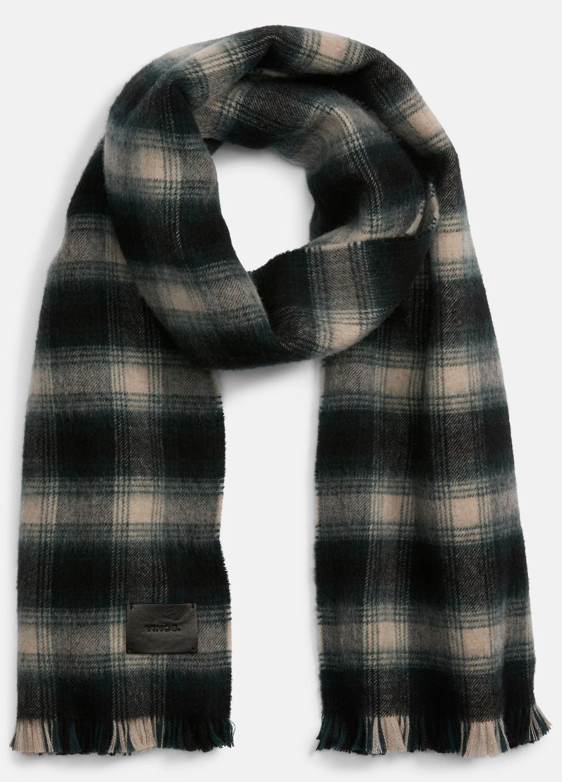 Brushed Plaid Wool Scarf - 1
