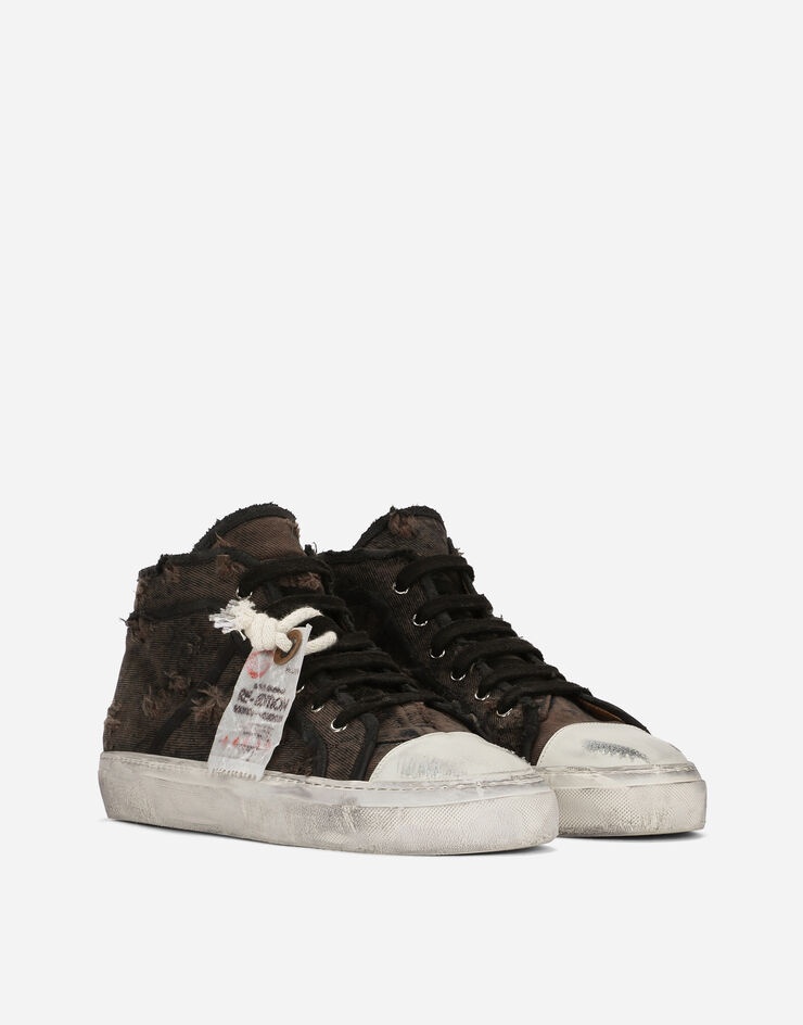 Patchwork denim vintage mid-top sneakers - 2