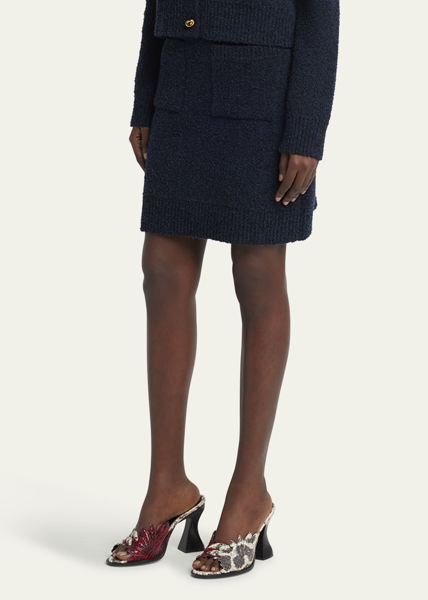 Front-Pockets Boucle Mini Skirt - 4