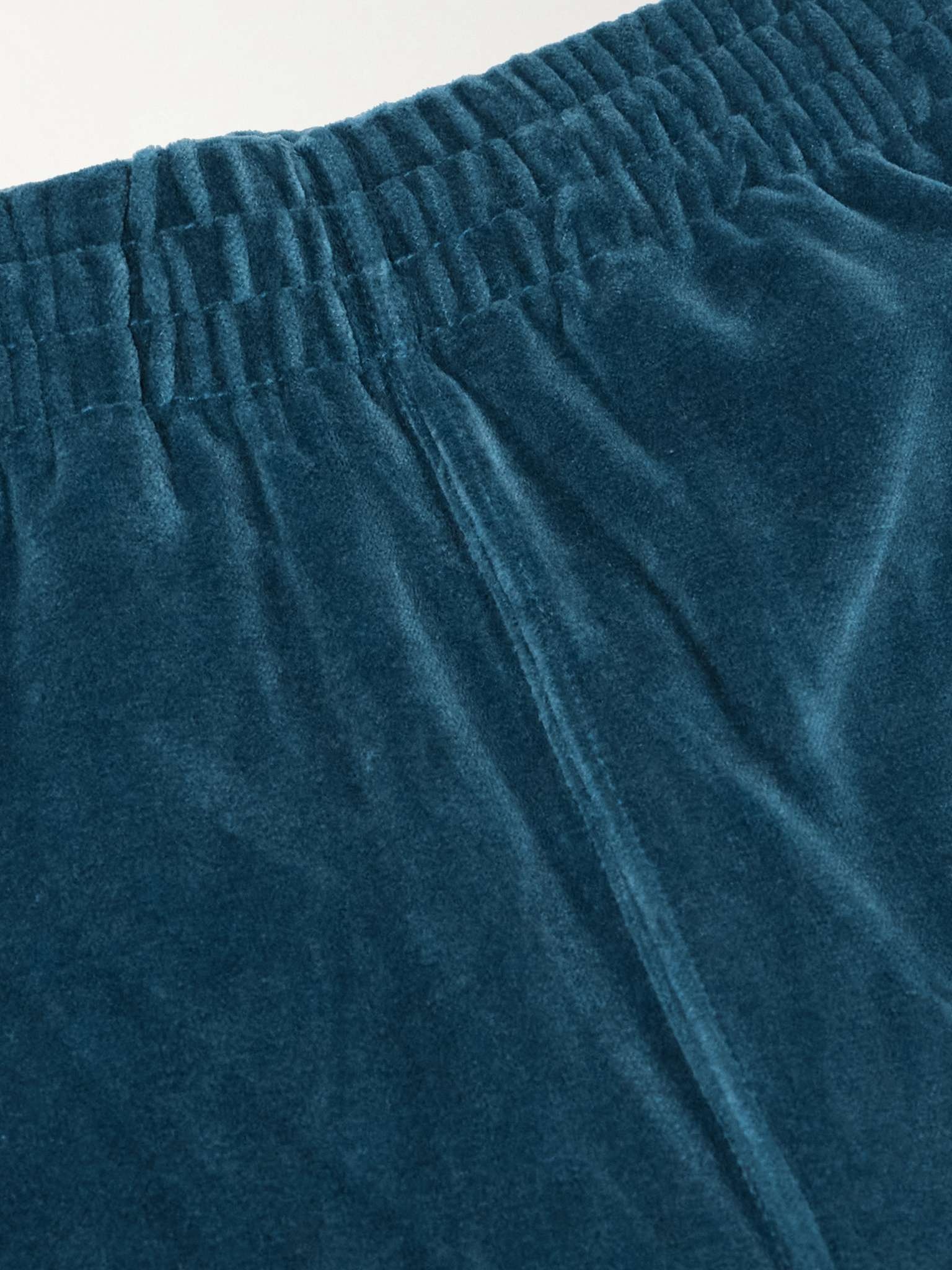 Straight-Leg Webbing-Trimmed Logo-Embroidered Cotton-Blend Velour Track Pants - 3