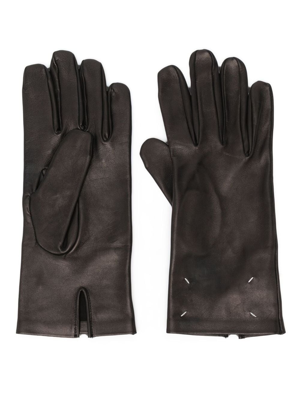 four-stitch logo leather gloves - 1