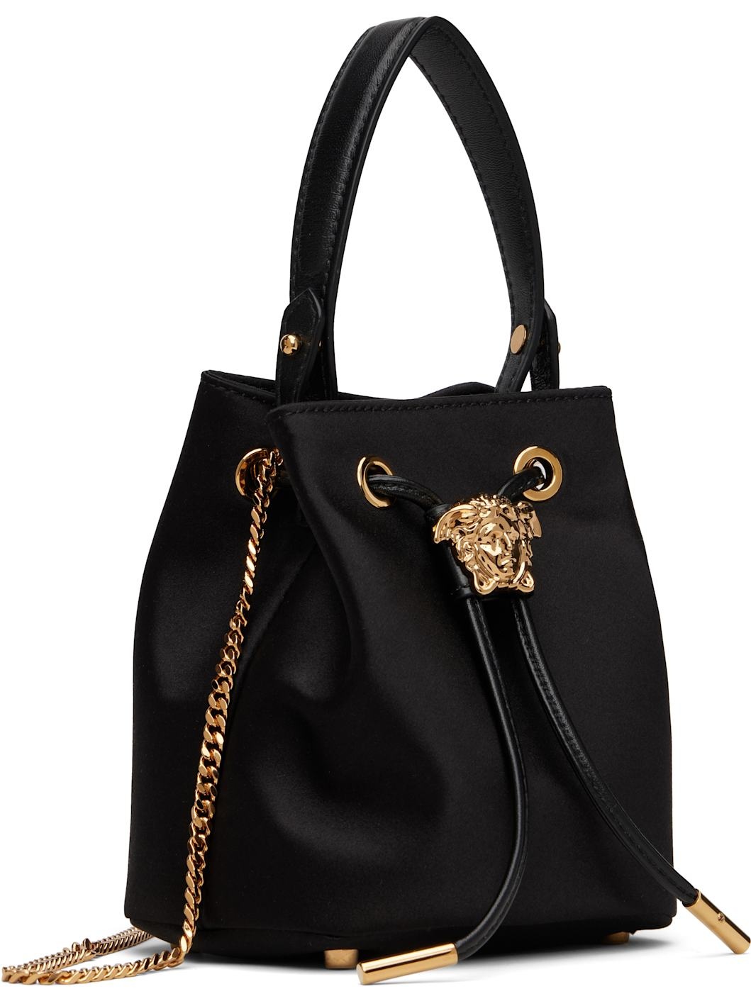 Black 'La Medusa' Satin Mini Bucket Bag - 2