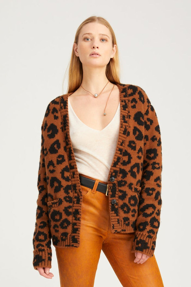 LEOPARD CASHMERE CARDIGAN 1
