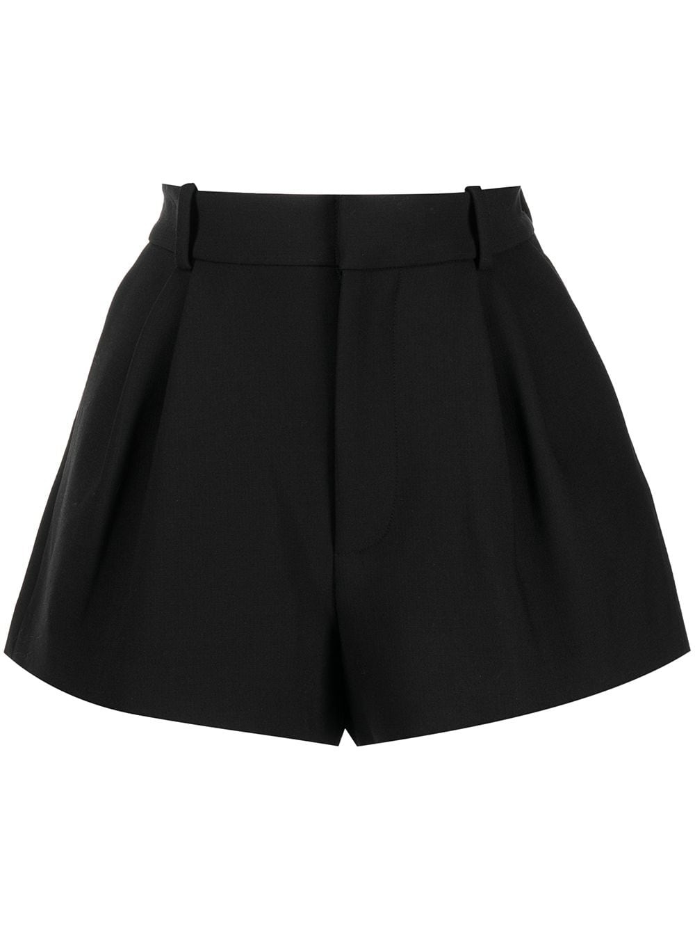 logo-laque pleated tailored shorts - 1