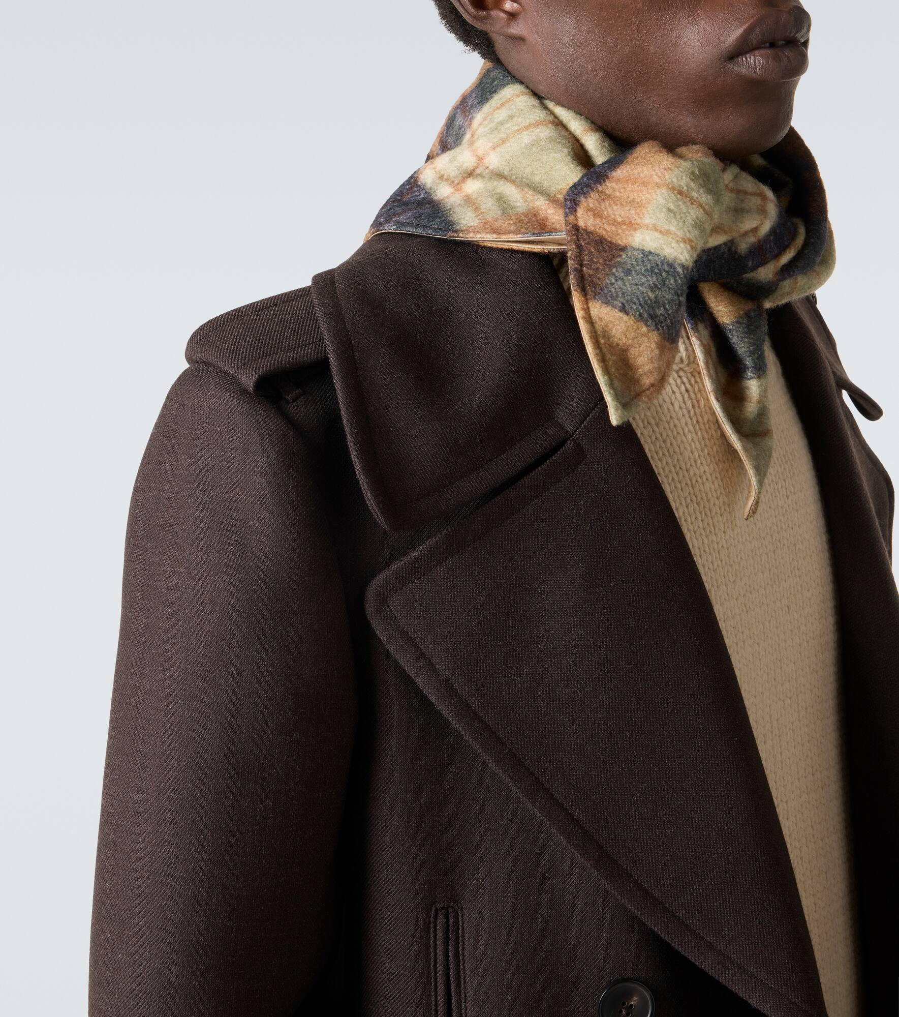 Double-breasted wool-blend coat - 5