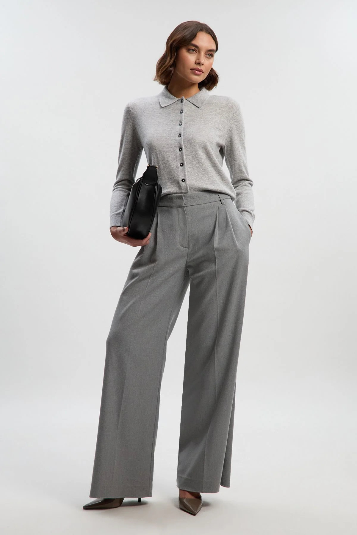 Tailored Marl Wide Leg Trouser - 1