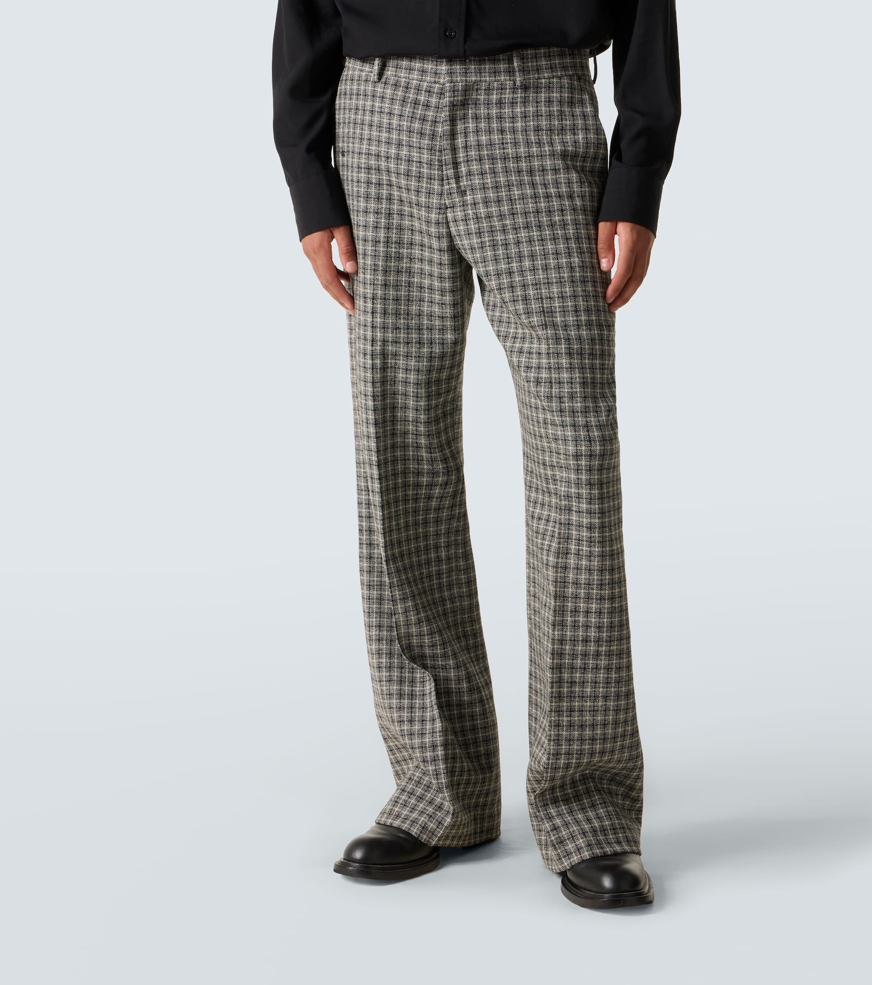 Checked wool straight pants - 3
