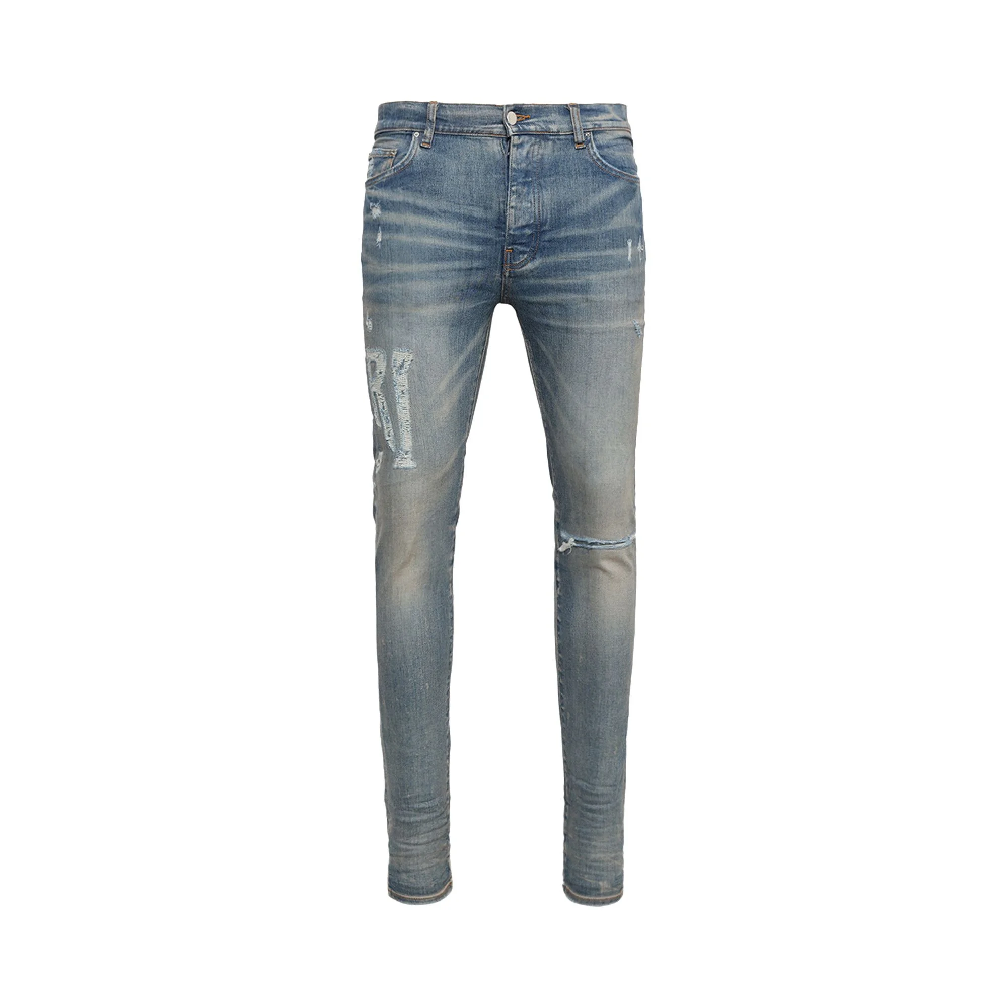Amiri Distressed Logo Jean 'Clay Indigo' - 1