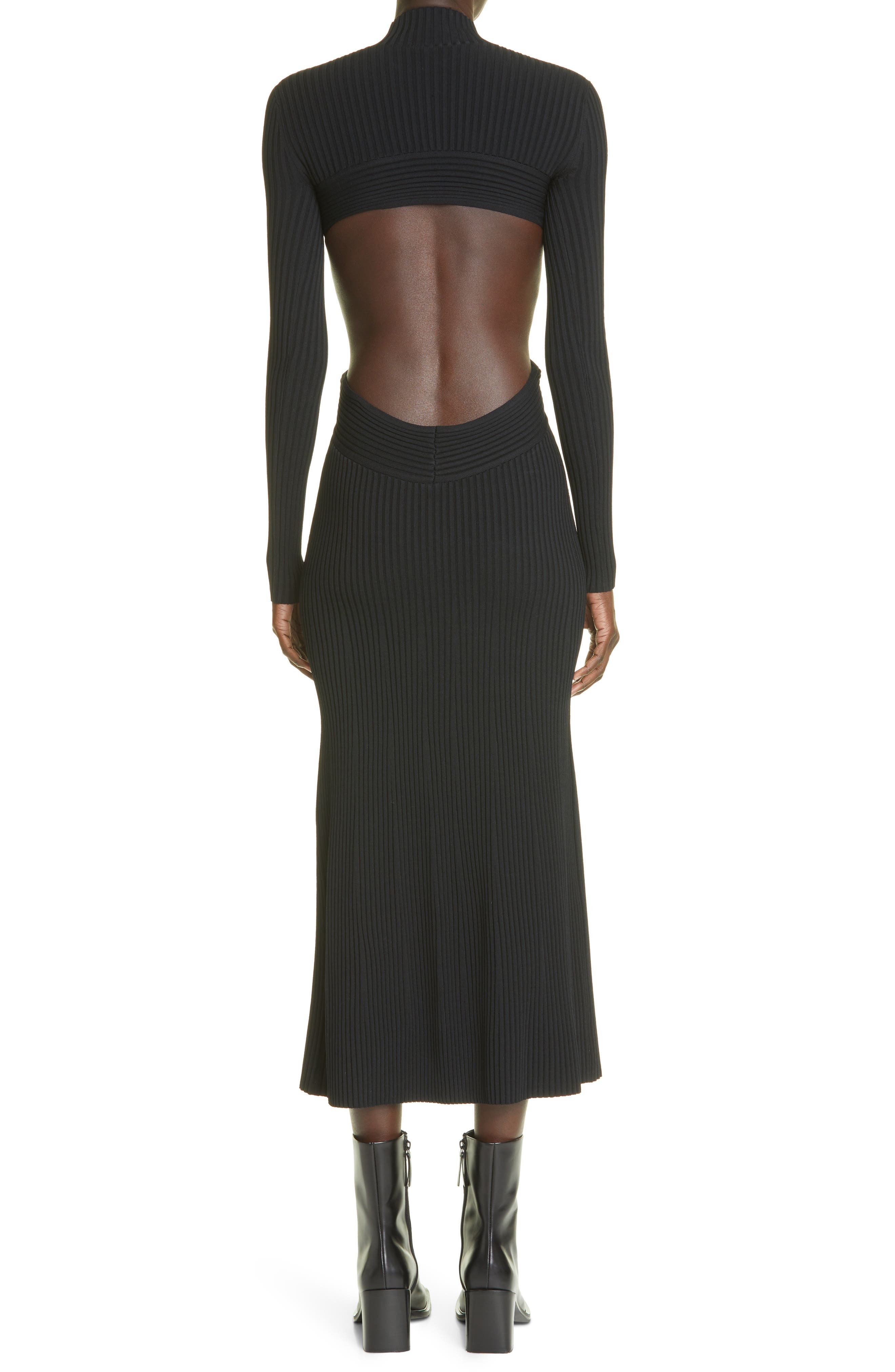 Dion Lee Spiral Rib Knit Long Sleeve Midi Dress in Black at Nordstrom, Size Small - 2