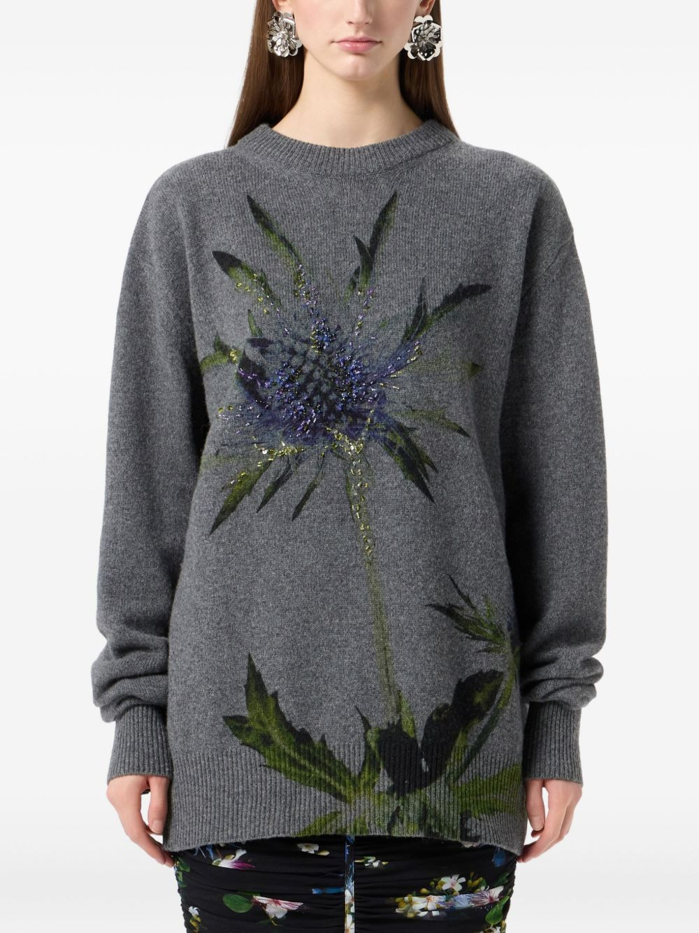 floral-beaded sweater - 3