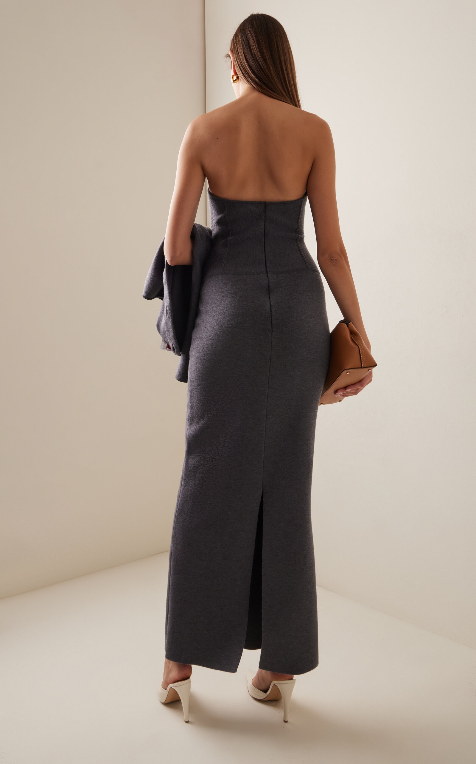 Strapless Wool-Blend Maxi Dress grey - 4