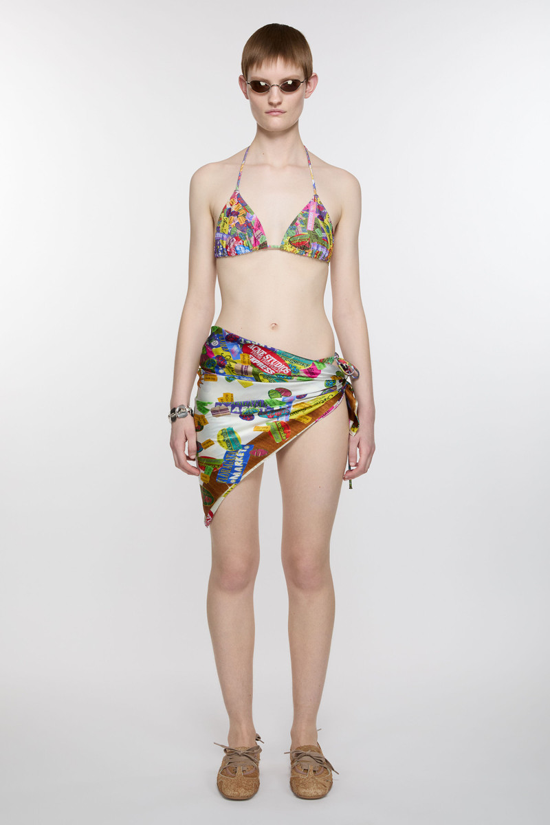 Acne Studios Silk scarf - White Multicolor outlook