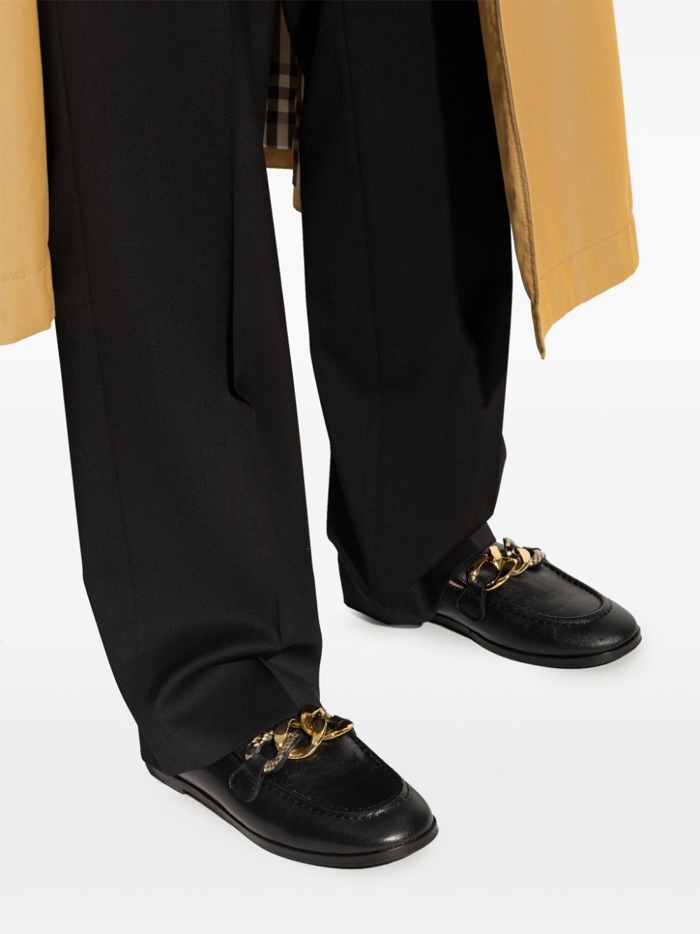 gold detailed leather loafers - 6