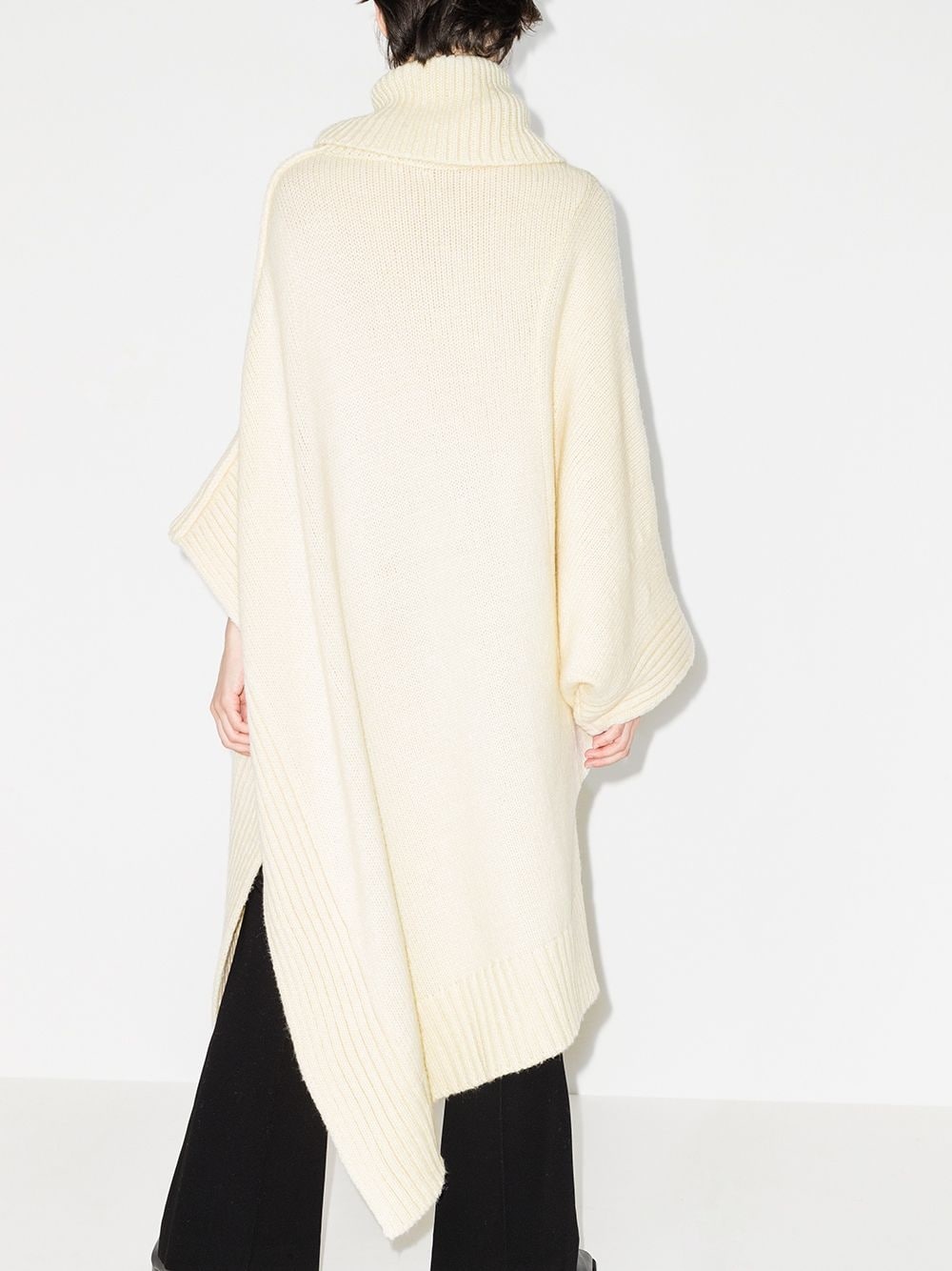 asymmetric knitted poncho - 3