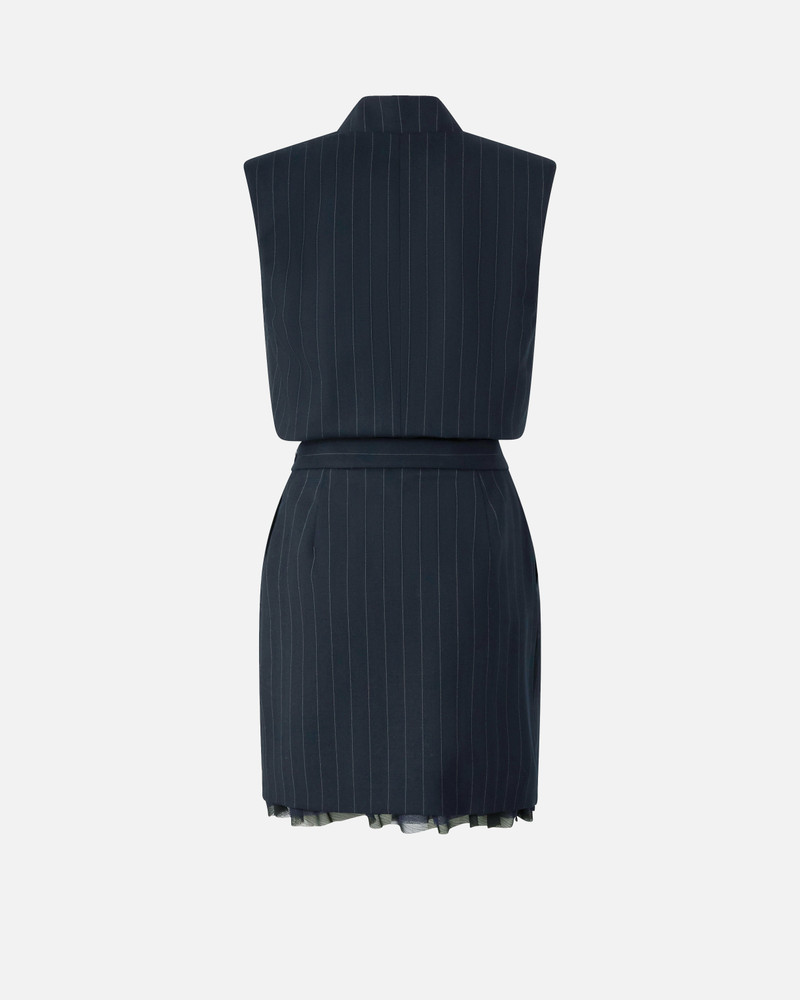 SLEEVELESS SHORT DRESS IN PINSTRIPE POLY WOOL 6