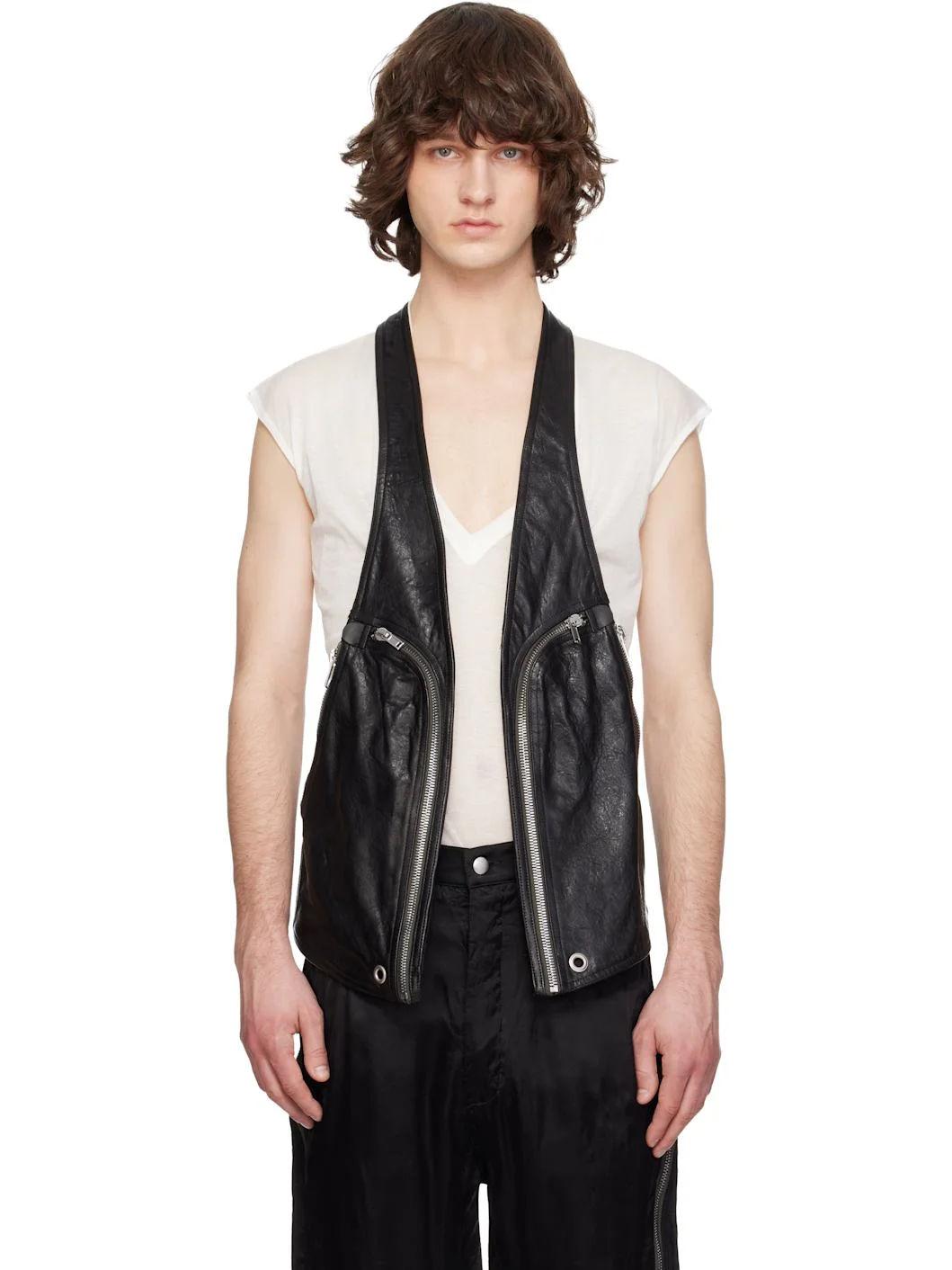 Black Temple Bauhaus Leather Vest - 1