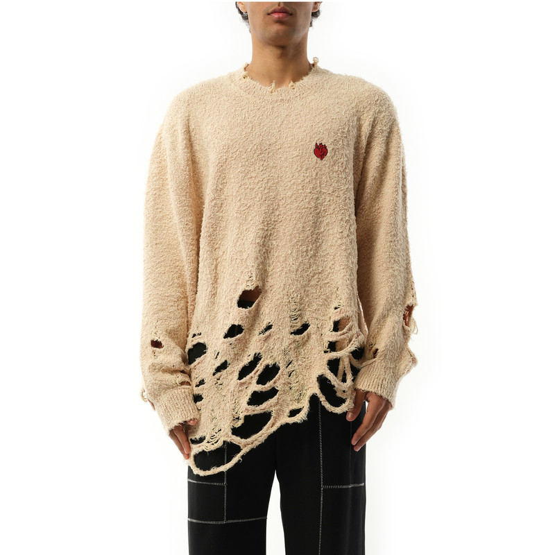 Zombie Silhouette Knit Sweater in Beige - 1