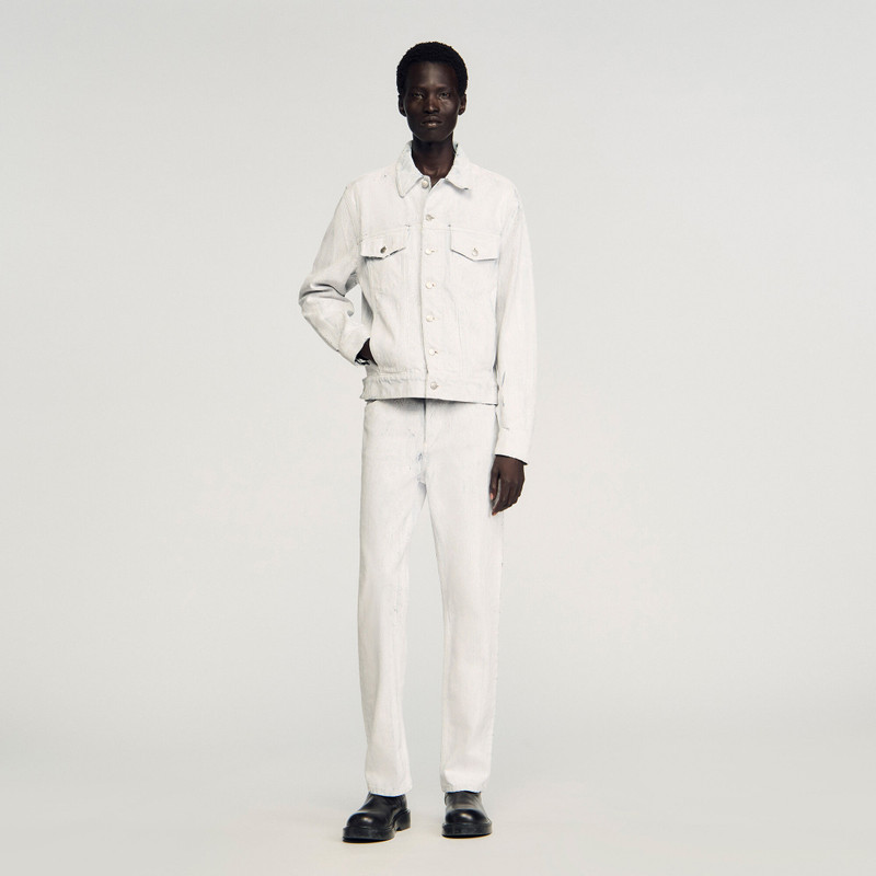 Sandro CRACKED COATED DENIM JACKET outlook