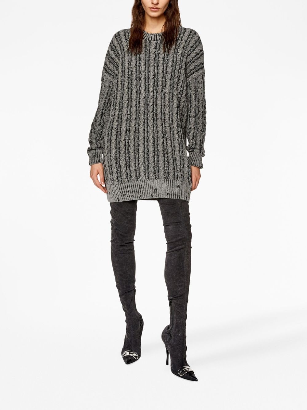 cable-knit drop-shoulder jumper - 3