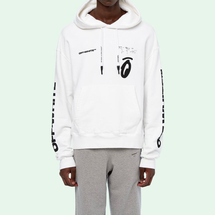 Off-White Split Arrows Hooded Fleece Men White OMBB037E19D250100110 - 5